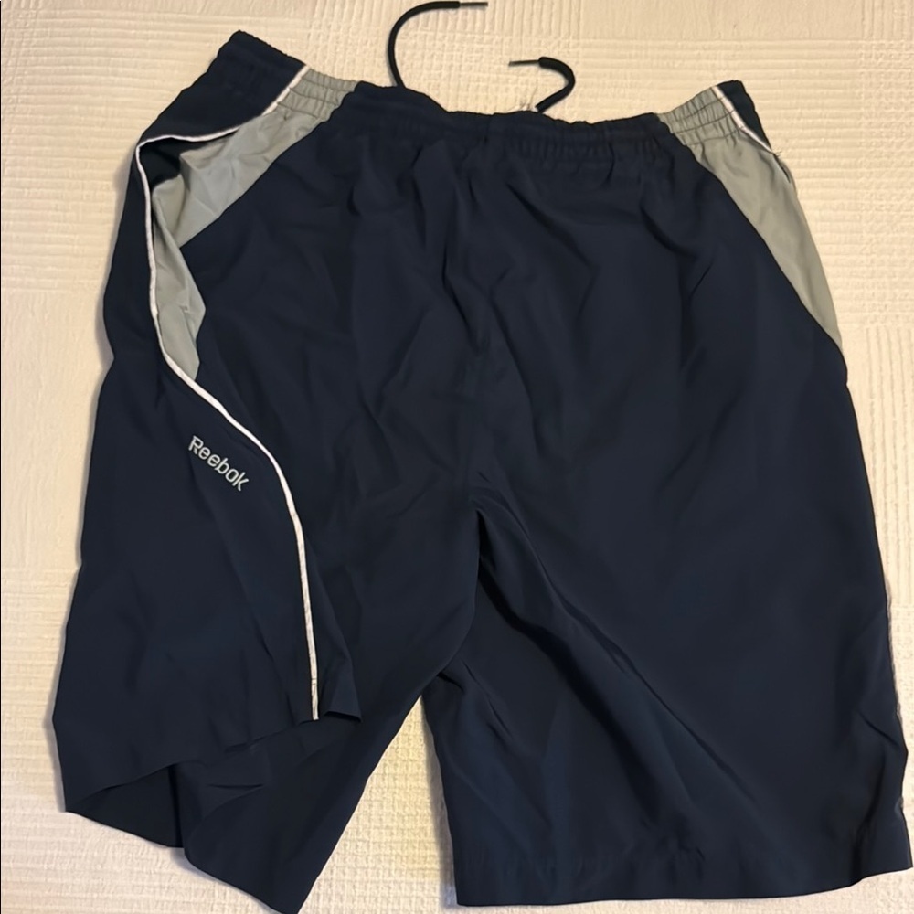 Reebok Dark Blue and Light Gray Sports Shorts
